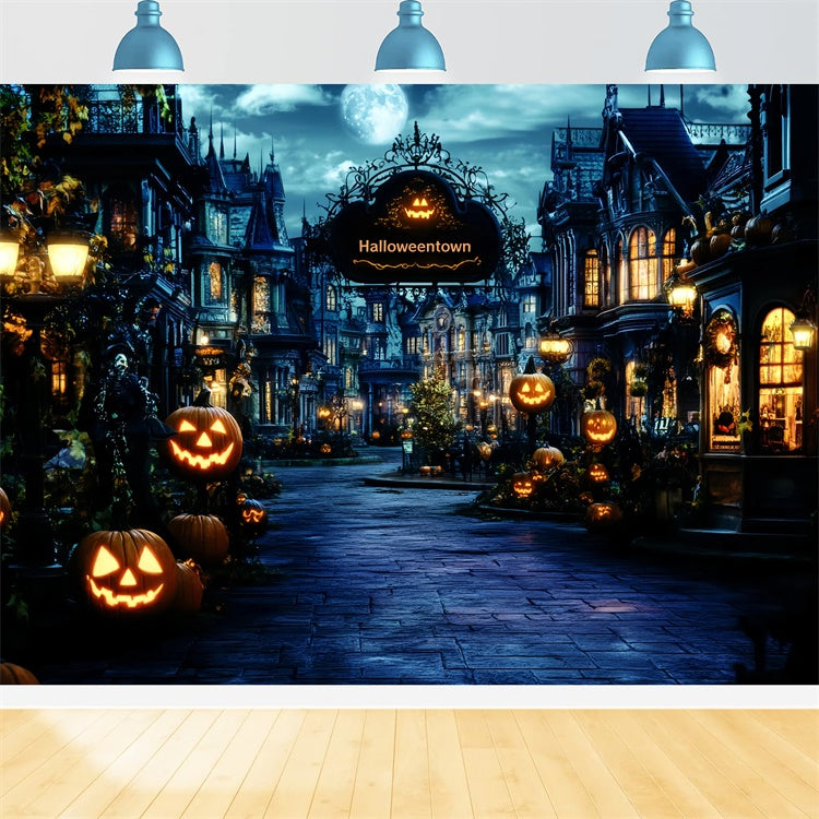 Halloween Backdrop Ideas Haunted Village Lantern Backdrop UK GQ6-222