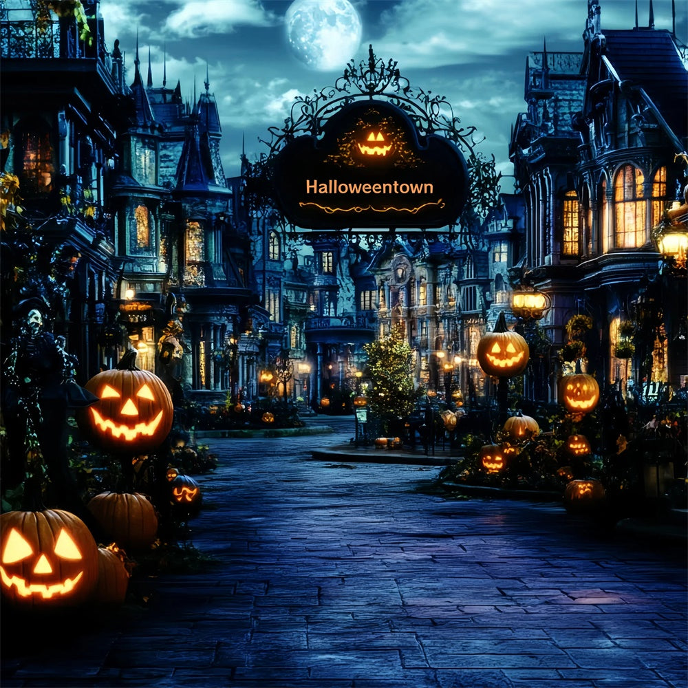 Halloween Backdrop Ideas Haunted Village Lantern Backdrop UK GQ6-222