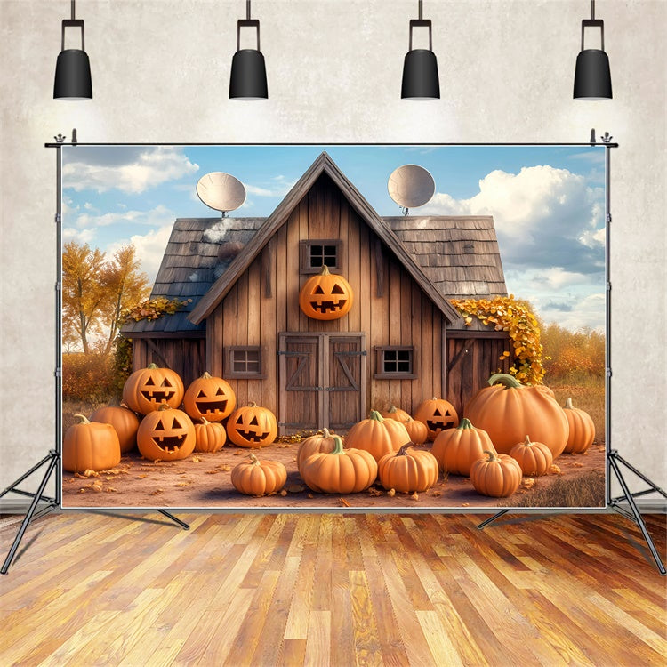 Halloween Photo Backdrop Country Pumpkin Farmhouse Backdrop UK GQ6-226