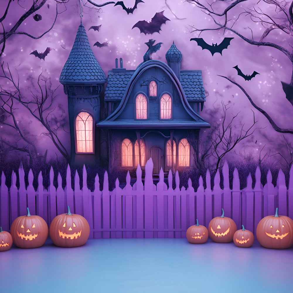 Scary Halloween Backdrop Creepy Purple Haunted House Backdrop UK GQ6-227