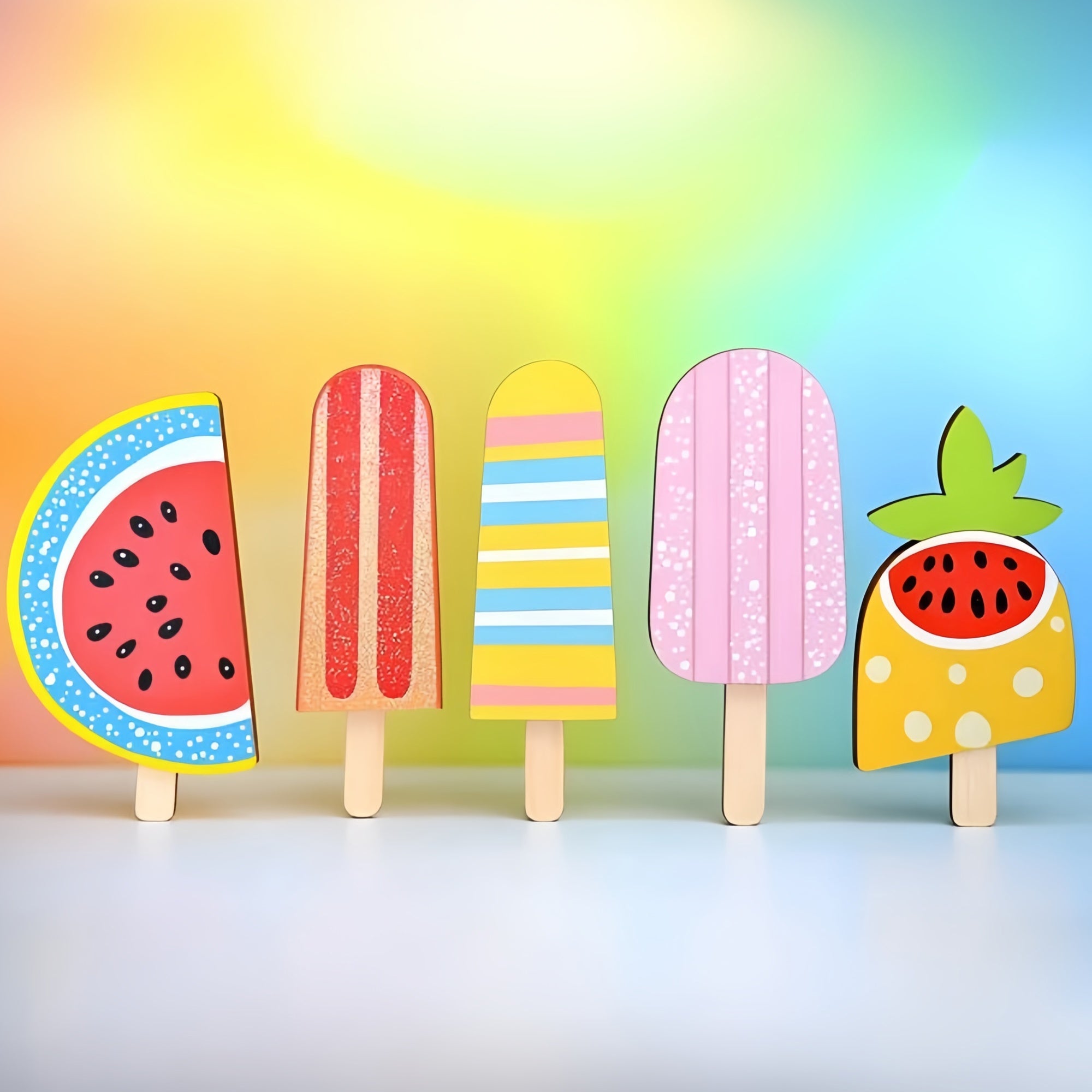 Summer Photo Backdrop Rainbow Popsicle Delight Backdrop UK GQ6-23
