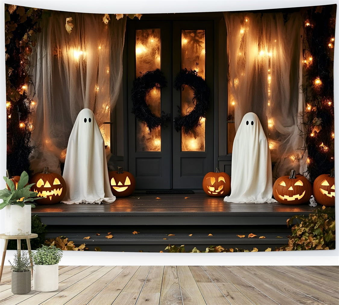 Spooky Halloween Backdrop Ghostly Porch Lantern Backdrop UK GQ6-230