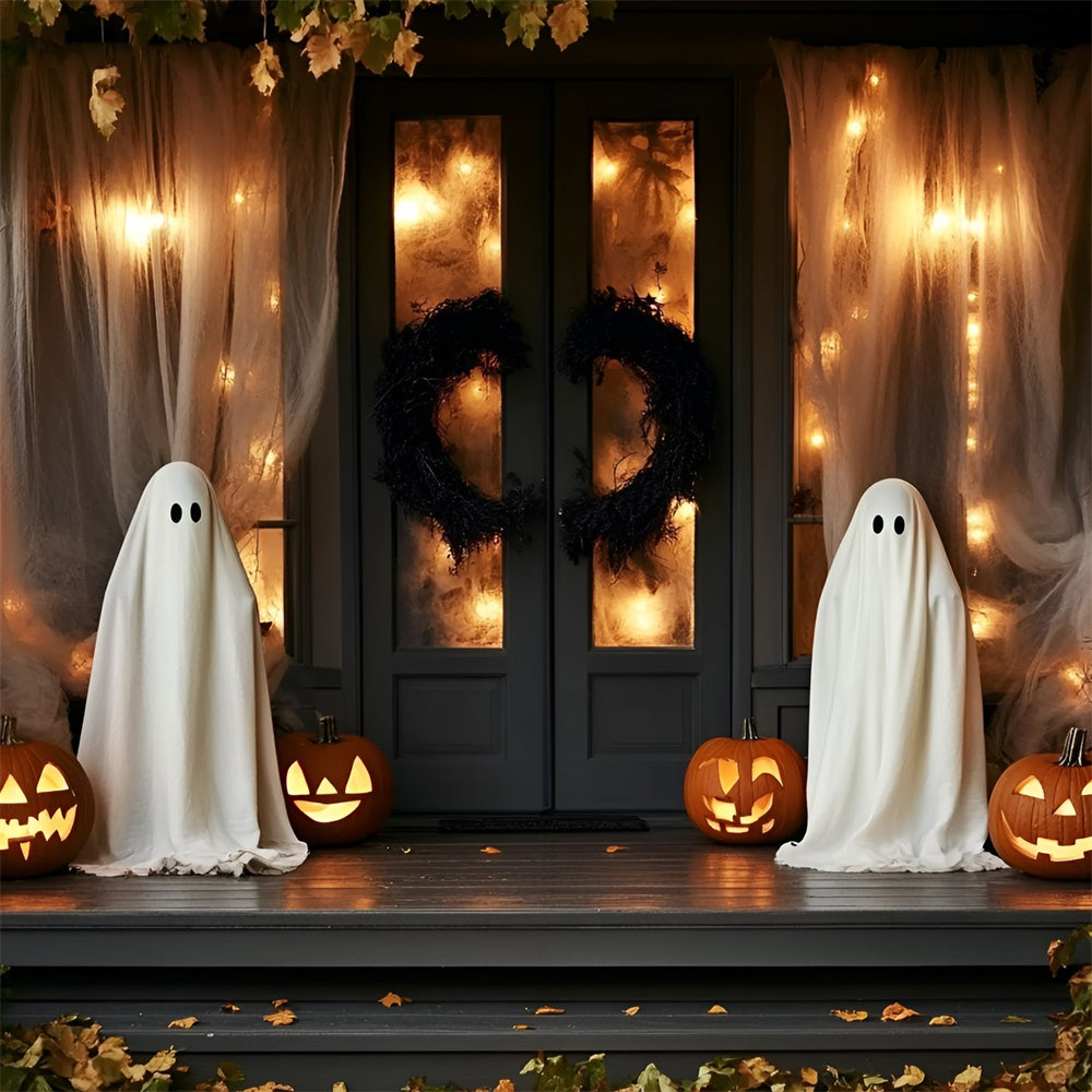 Spooky Halloween Backdrop Ghostly Porch Lantern Backdrop UK GQ6-230