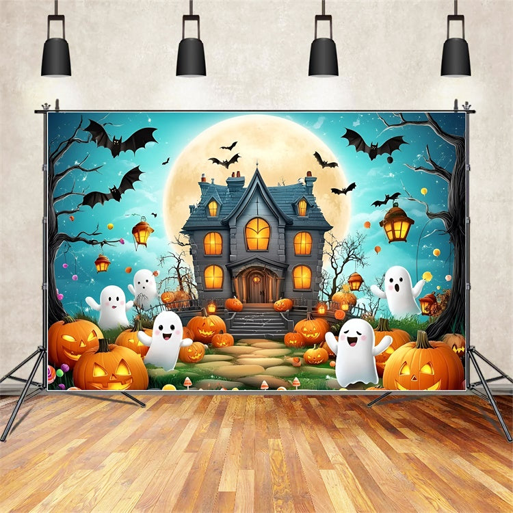 Cute Halloween Backdrop Haunted House Pumpkin Party Backdrop UK GQ6-231