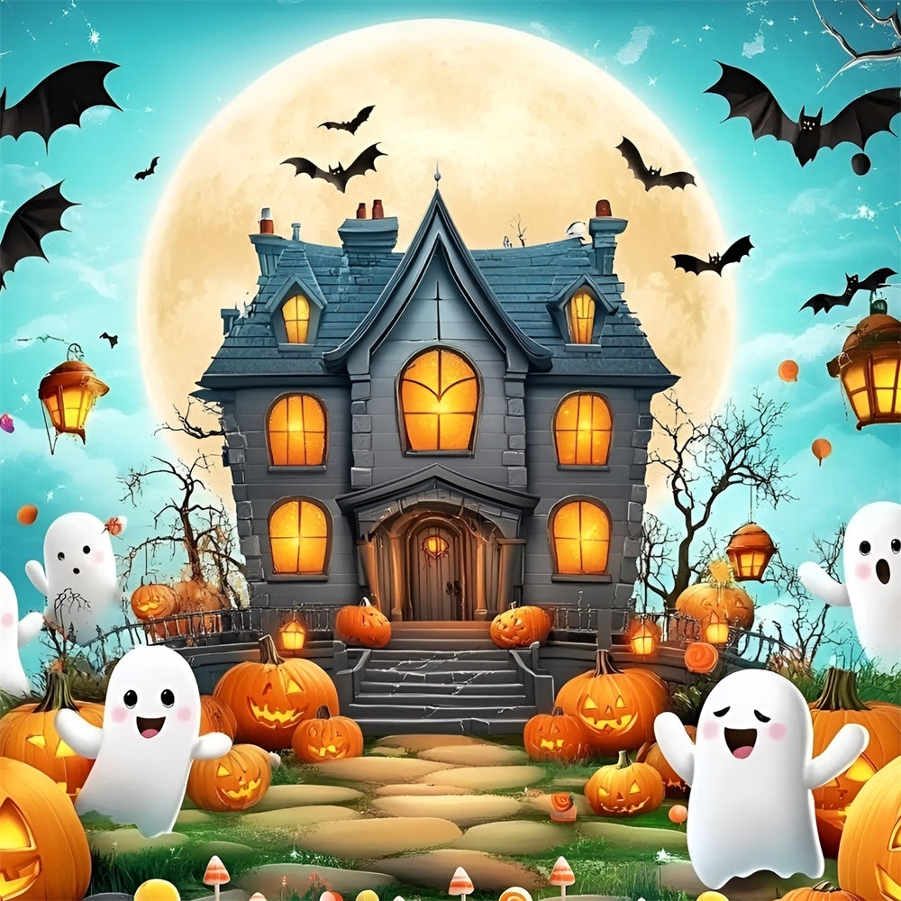 Cute Halloween Backdrop Haunted House Pumpkin Party Backdrop UK GQ6-231