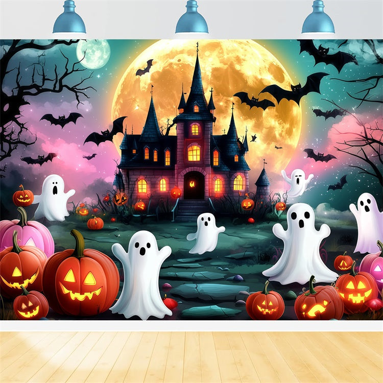 Halloween Moon Backdrop Ghost Parade Haunted Castle Backdrop UK GQ6-233