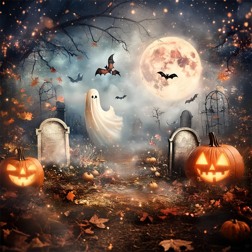 Halloween Graveyard Backdrop Full Moon Spirits Grave Backdrop UK GQ6-235
