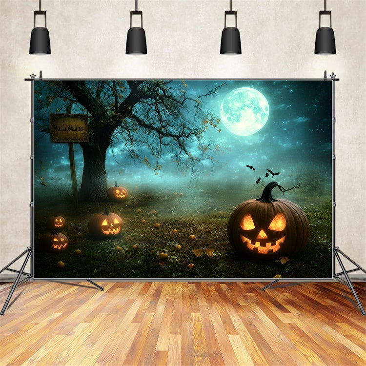Halloween Photo Backdrops Moonlit Pumpkin Grove Backdrop UK GQ6-237