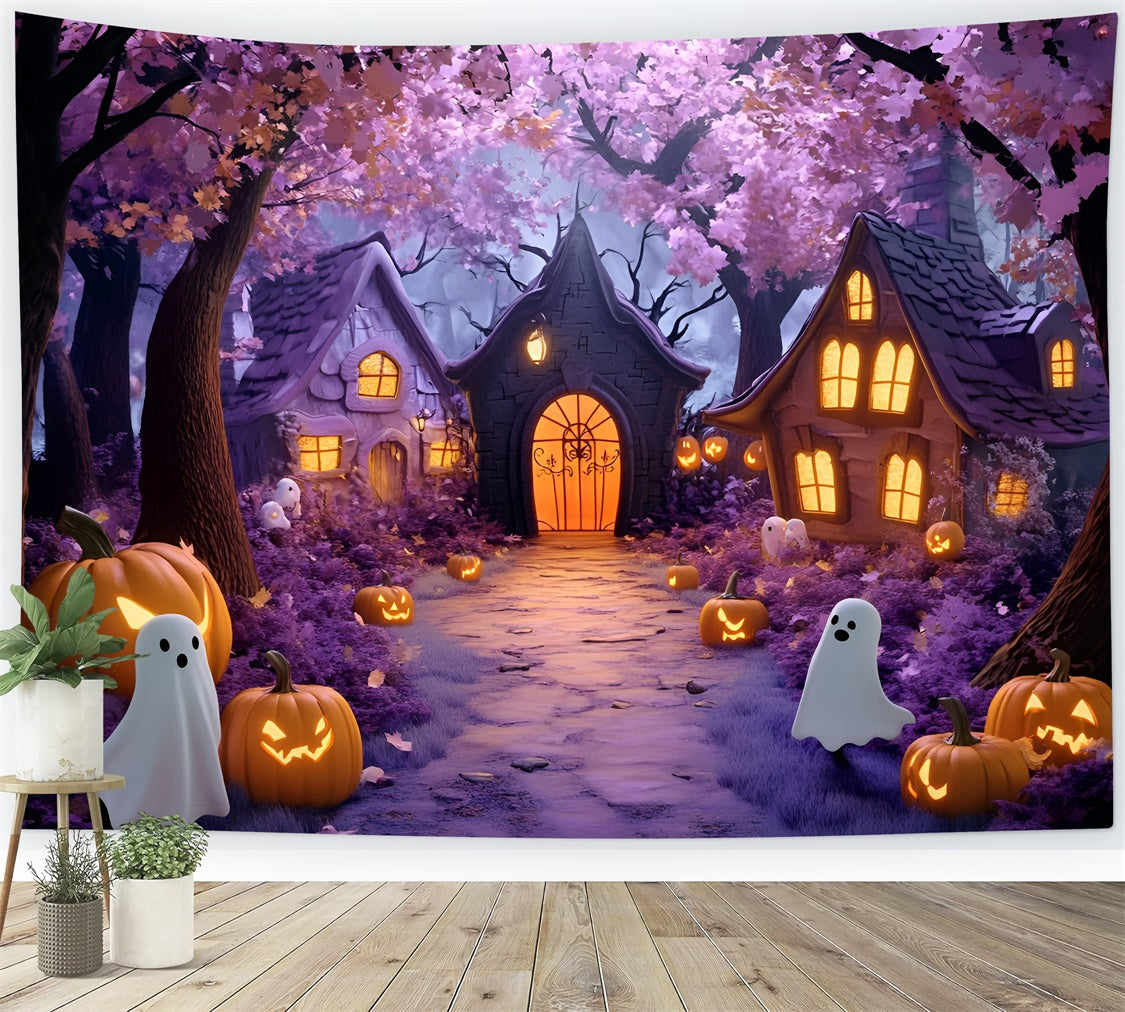 Forest Backdrops Enchanted Ghost Village Halloween Backdrop UK GQ6-241