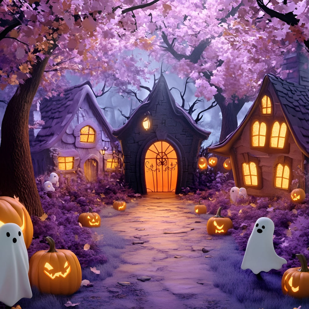 Forest Backdrops Enchanted Ghost Village Halloween Backdrop UK GQ6-241