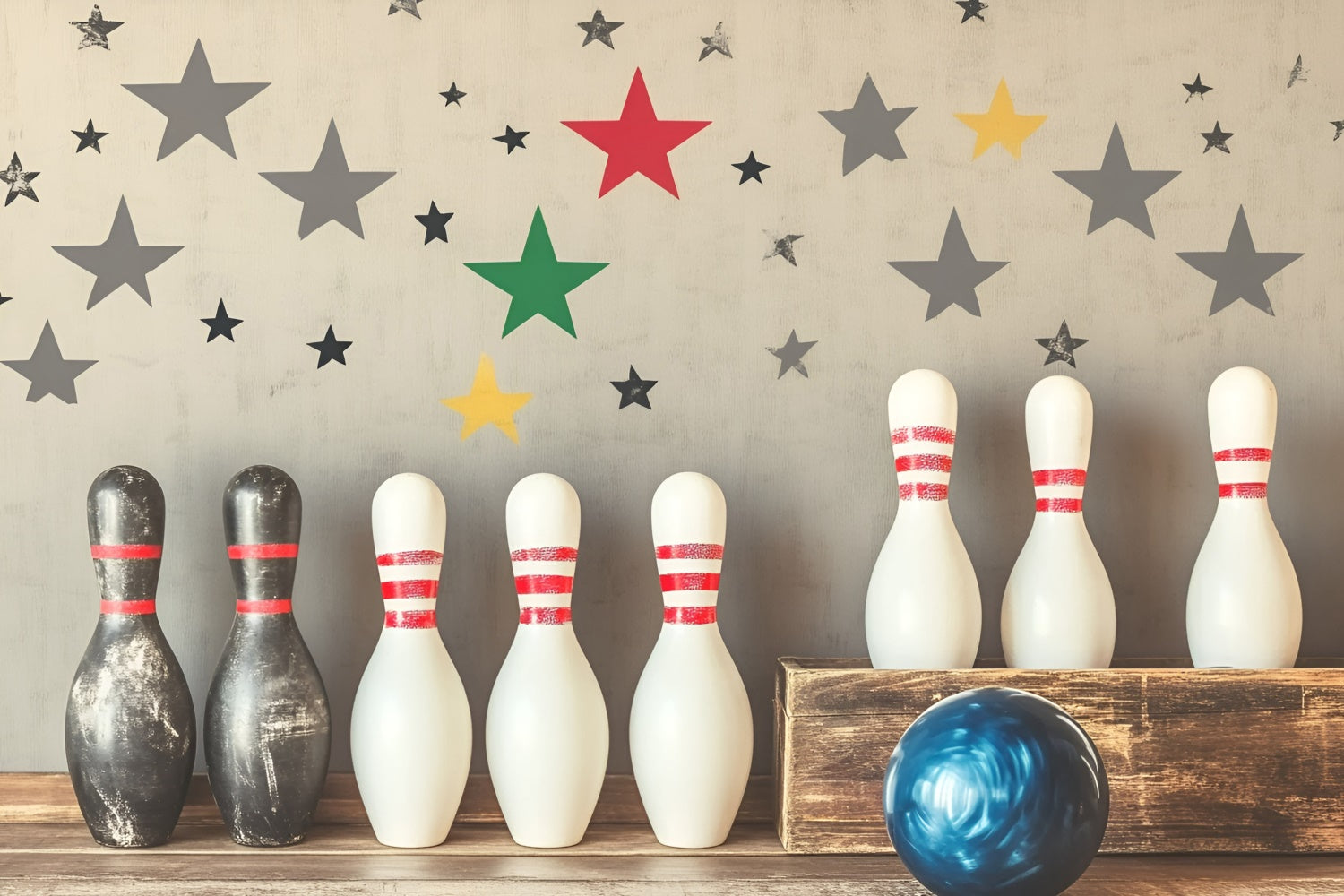 Sports Photography Backdrop Retro Bowling Bash Backdrop UK GQ6-253
