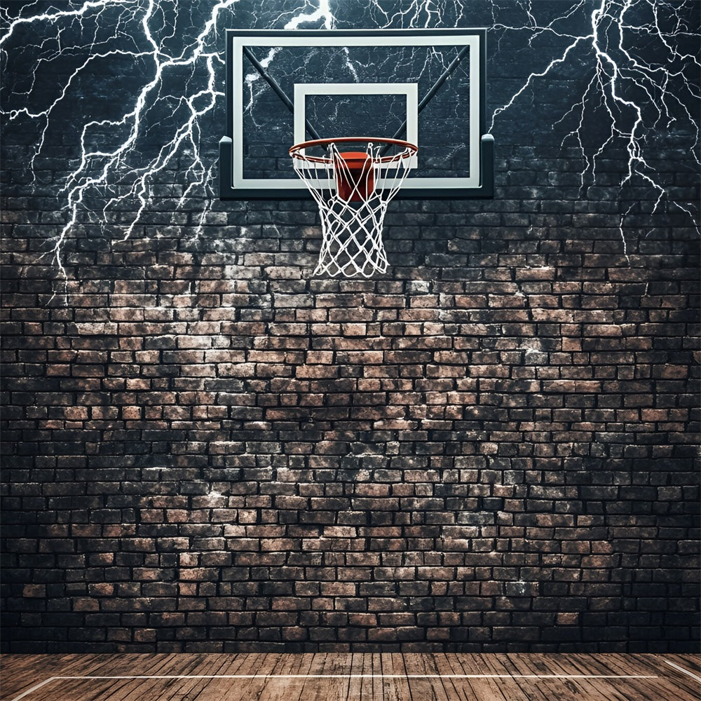 Basketball Photo Backdrop Brick Court Thunder Backdrop UK GQ6-268