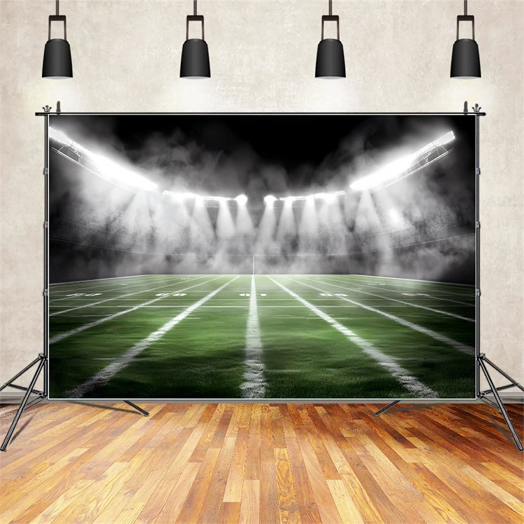 Football Field Backdrop Foggy Gridiron Lights Backdrop UK GQ6-282