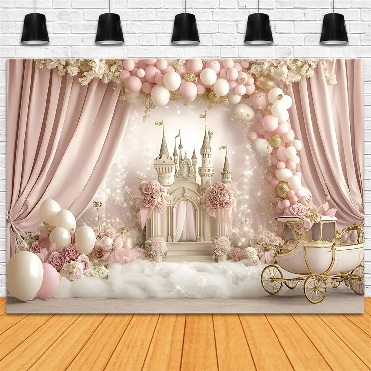 Cake Smash Backdrop Girl Rose Carriage Fantasy Backdrop UK GQ6-299