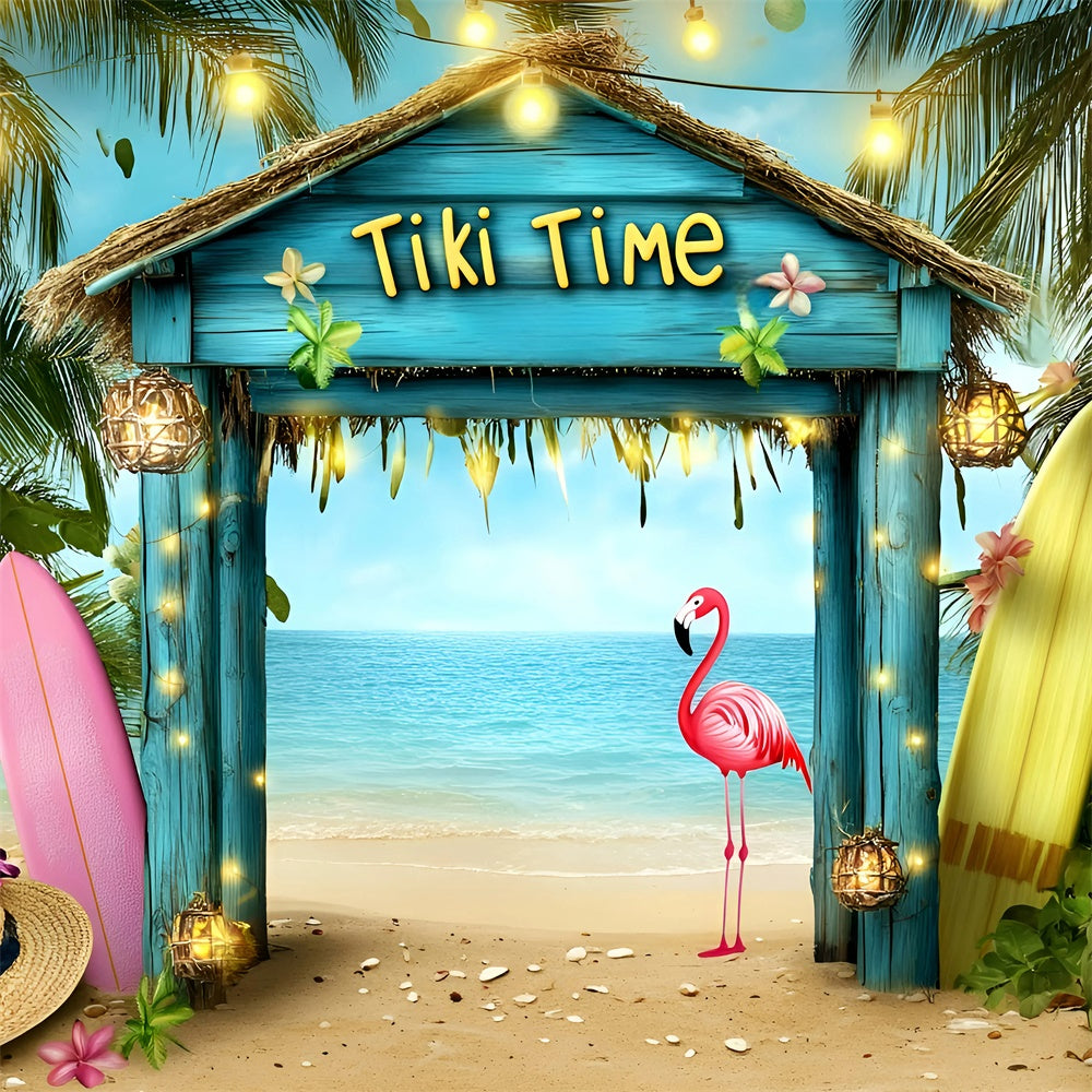 Hawaiian Photo Backdrop Beach Bash Flamingo Summer Backdrops UK GQ6-30
