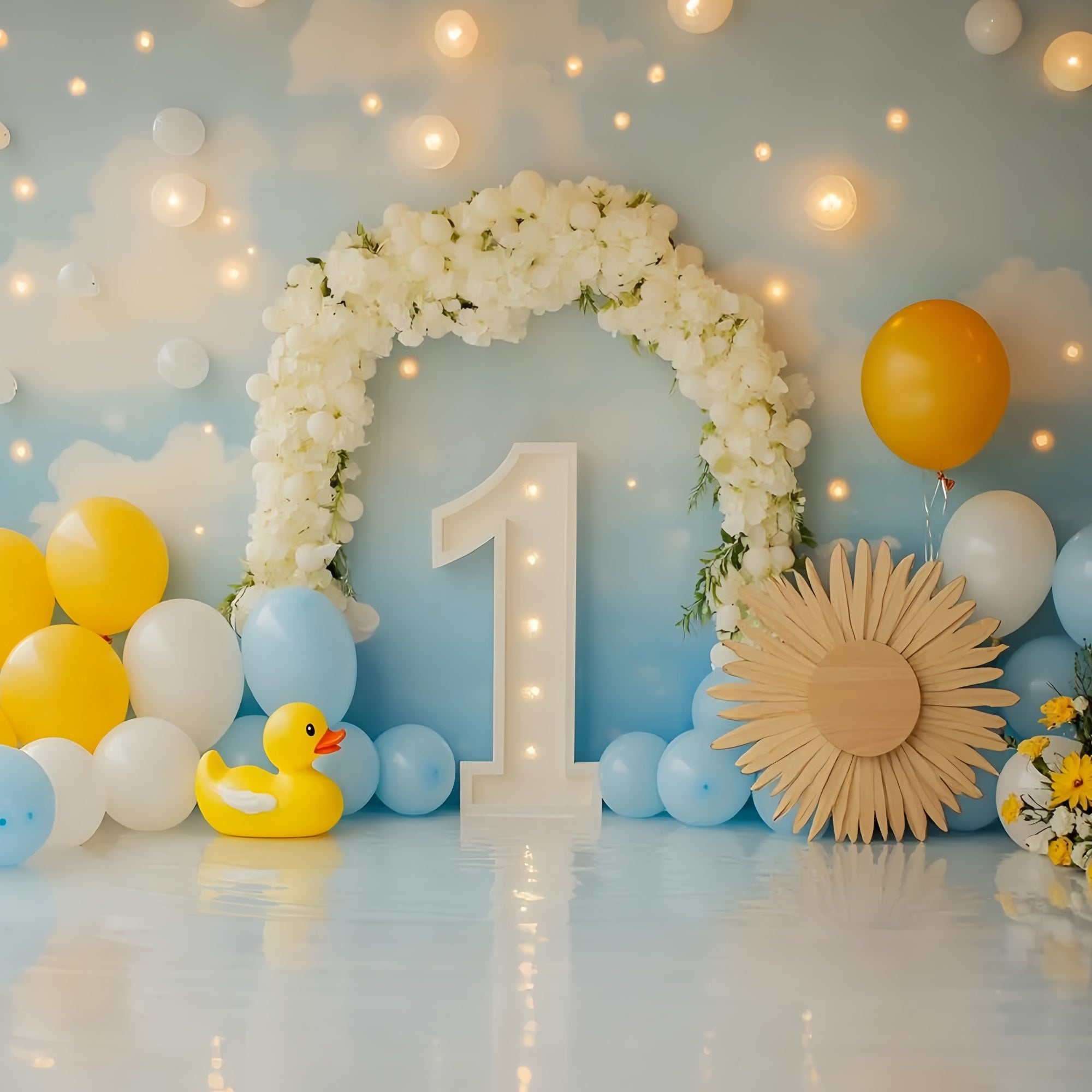 1st Birthday Backdrop Duck Balloon Bliss Backdrop UK GQ6-301
