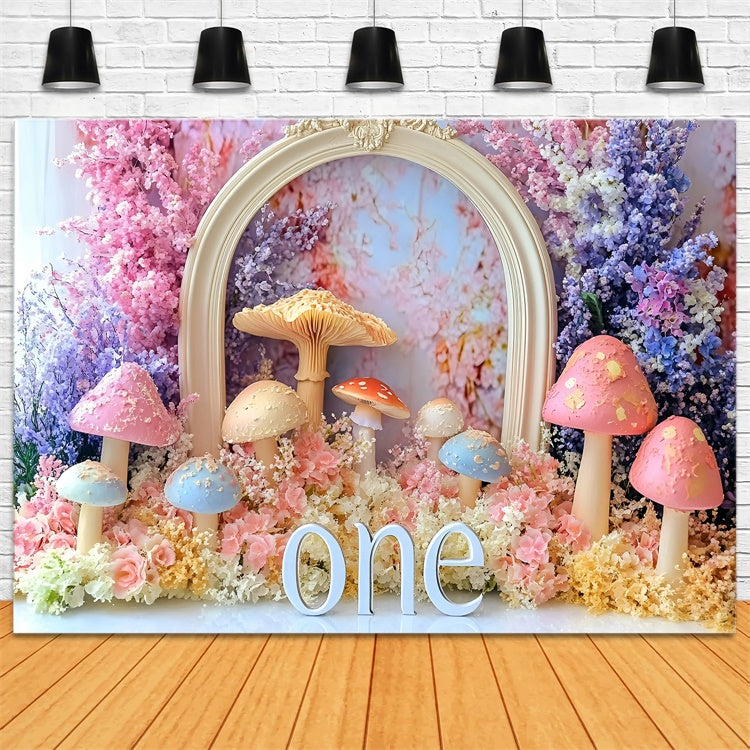 1st Birthday Backdrop Magical Mushroom Garden Backdrop UK GQ6-304