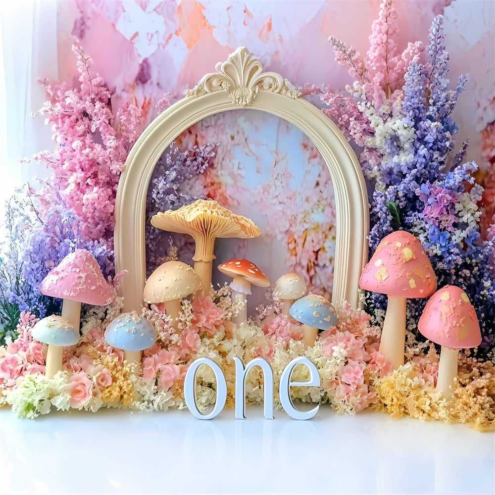 1st Birthday Backdrop Magical Mushroom Garden Backdrop UK GQ6-304