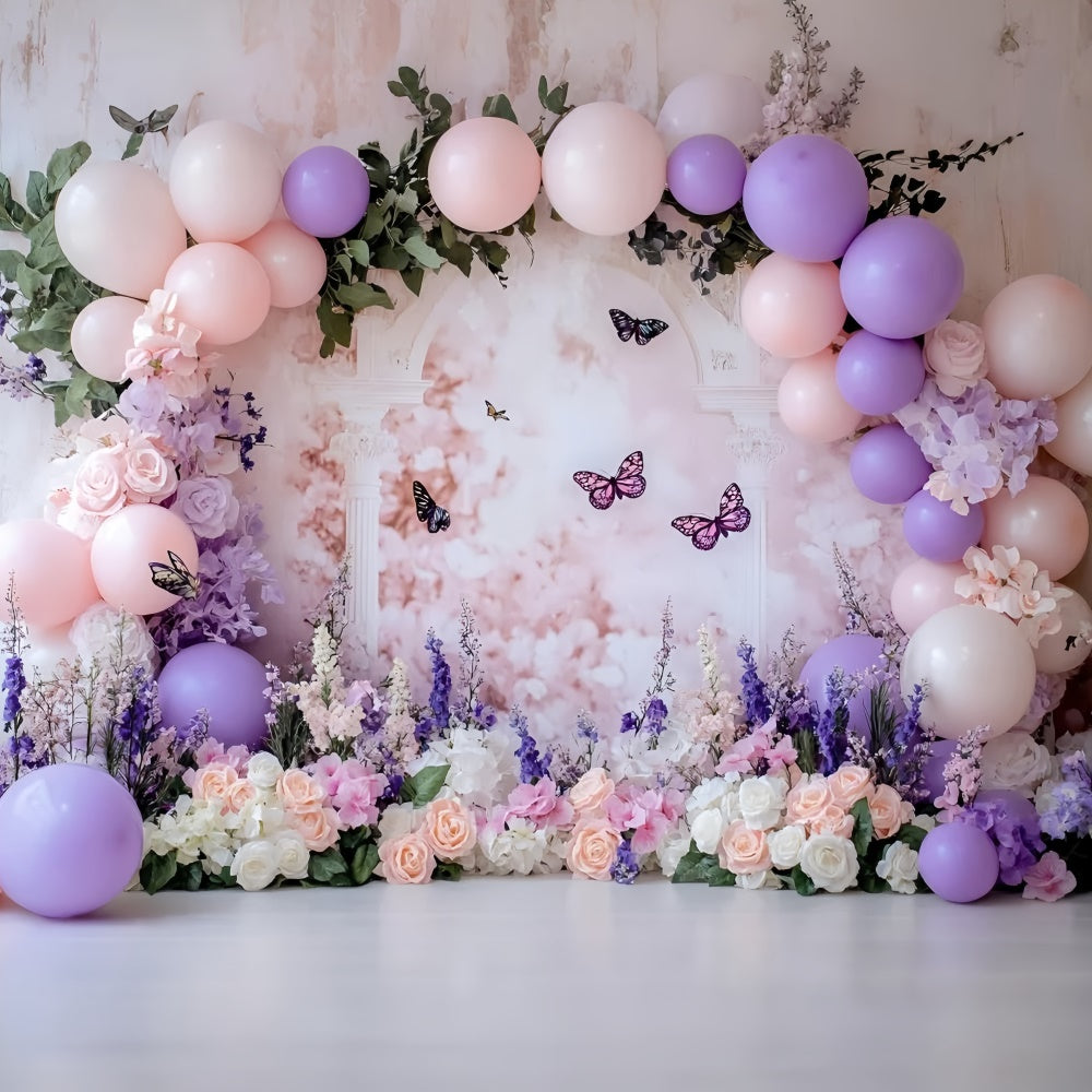 Smash Cake Backdrop Lavender Garden Butterfly Backdrop UK GQ6-310