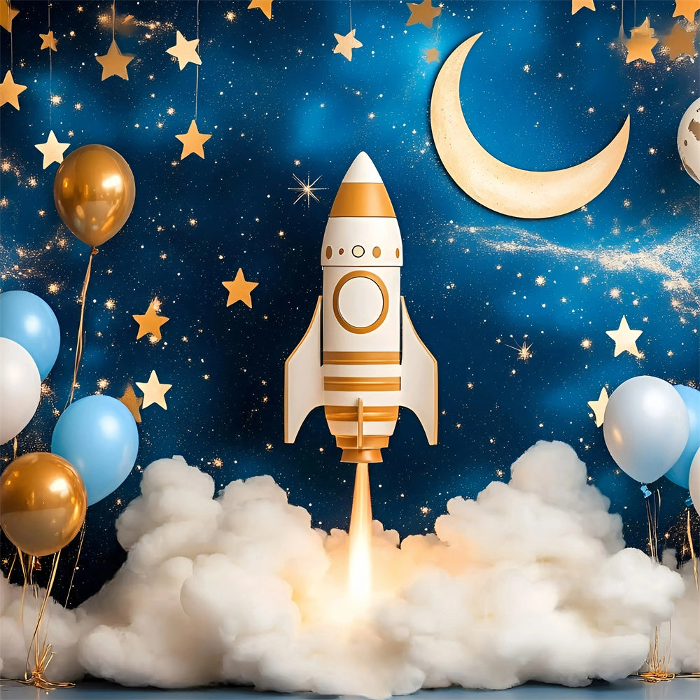 Cake Smash Backdrop Boy Rocket Star Galaxy Backdrop UK GQ6-332