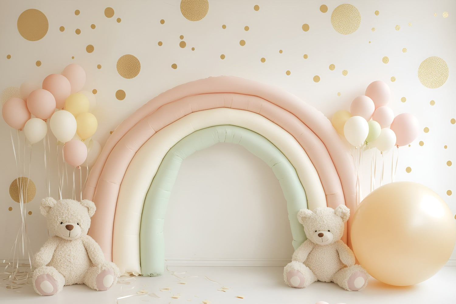 Backdrop For Birthday Pastel Rainbow Bear Backdrop UK GQ6-336