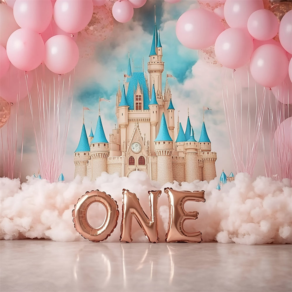 1st Birthday Backdrop Pink Castle Dreams Backdrop UK GQ6-339