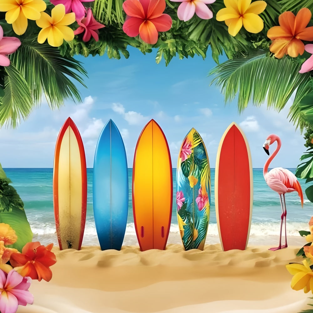Summer Beach Backdrop Tropical Surfboard Paradise Backdrop UK GQ6-34