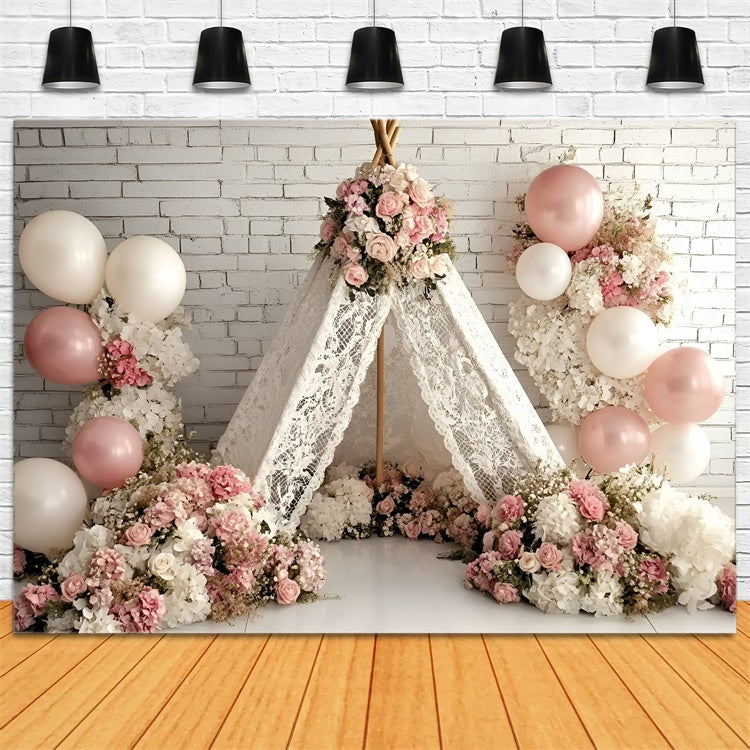 Cake Smash Backdrop Girl Blush Blossom Tent Backdrop UK GQ6-340