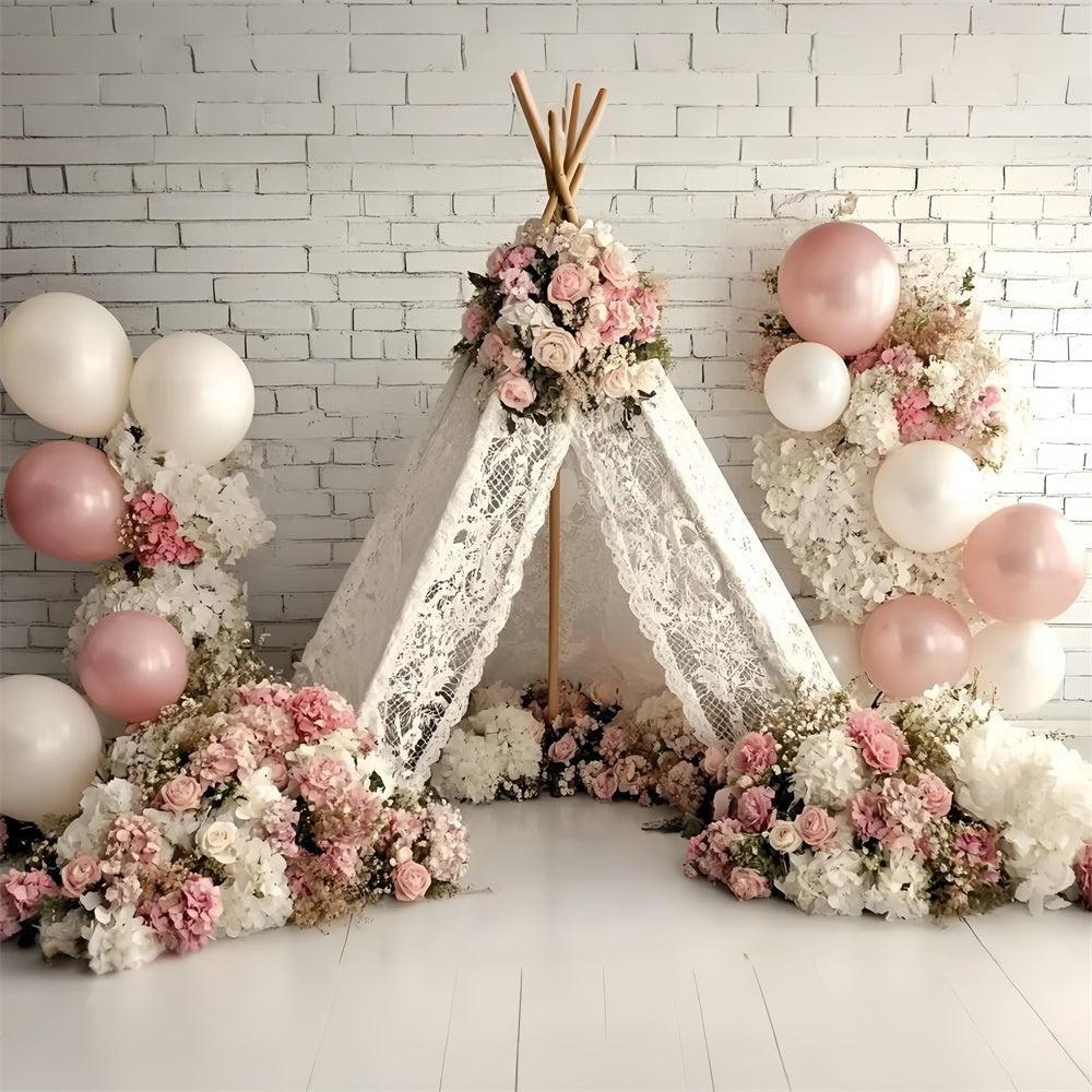Cake Smash Backdrop Girl Blush Blossom Tent Backdrop UK GQ6-340