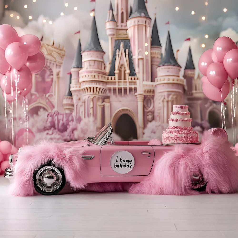 Cake Photography Backdrops Pink Convertible Castle Backdrop UK GQ6-341