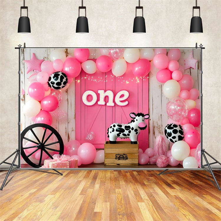 1st Birthday Backdrop Rustic Cowgirl Balloon Backdrop UK GQ6-342