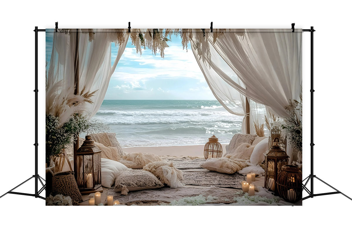 Boho Photo Backdrop Seaside Romance Retreat Summer Backdrop UK GQ6-45