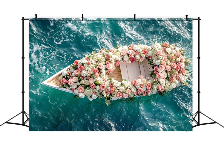 Summer Photo Backdrop Floating Floral Dream Boat Backdrop UK GQ6-52