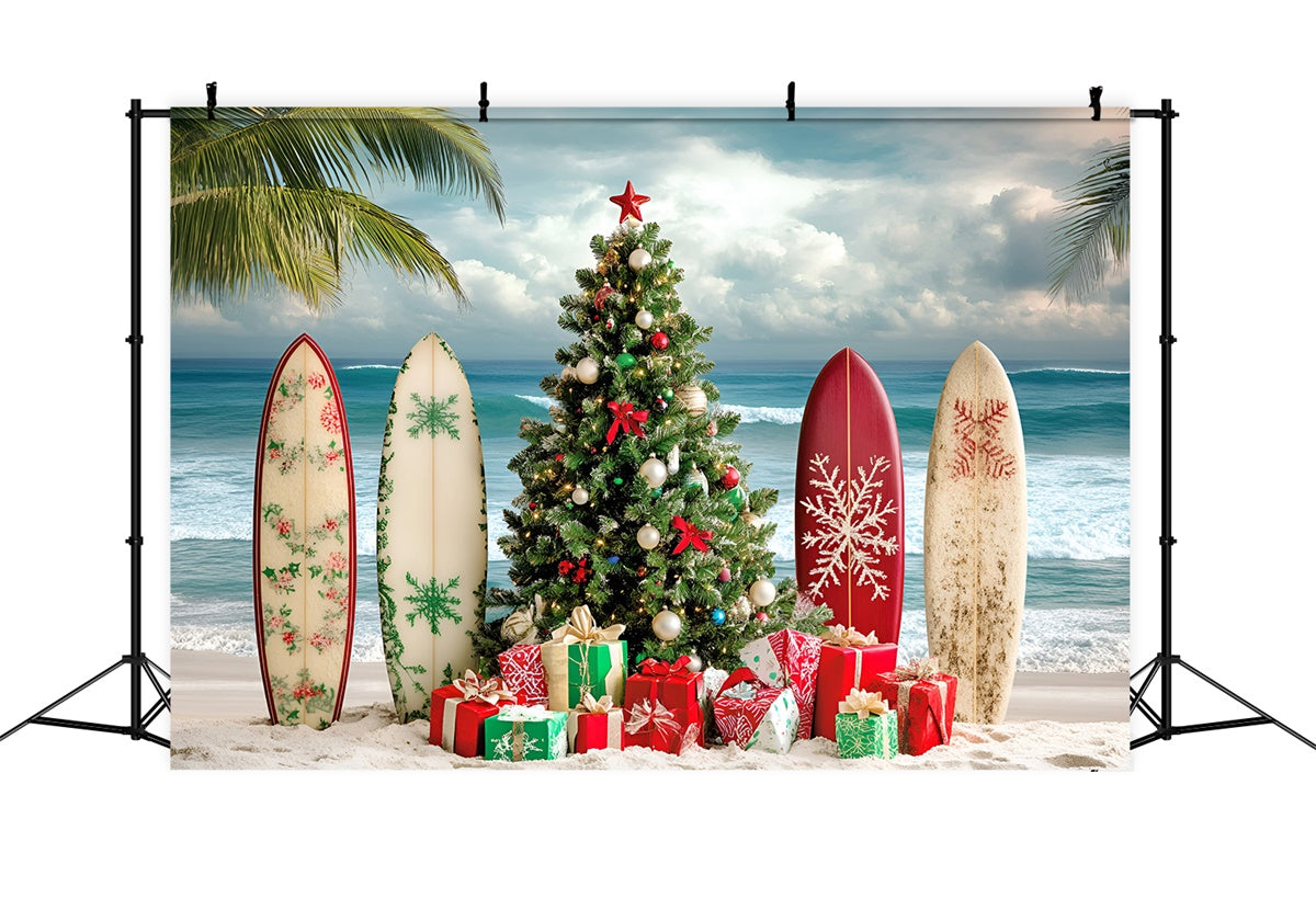 Summer Backdrops Tropical Surf Beach Christmas Backdrop UK GQ6-9