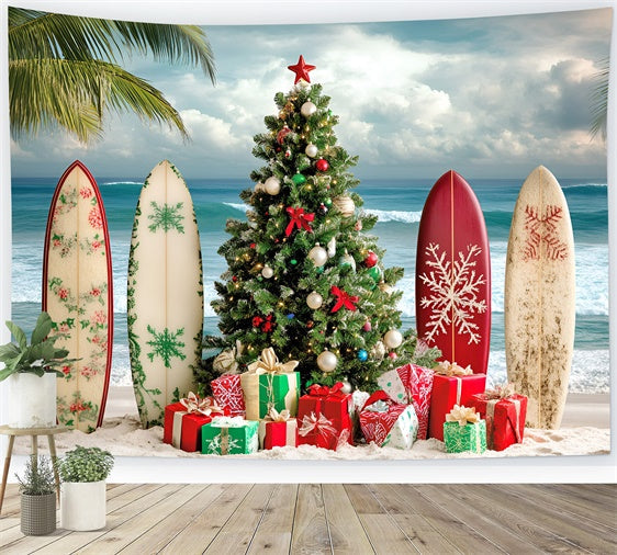 Summer Backdrops Tropical Surf Beach Christmas Backdrop UK GQ6-9