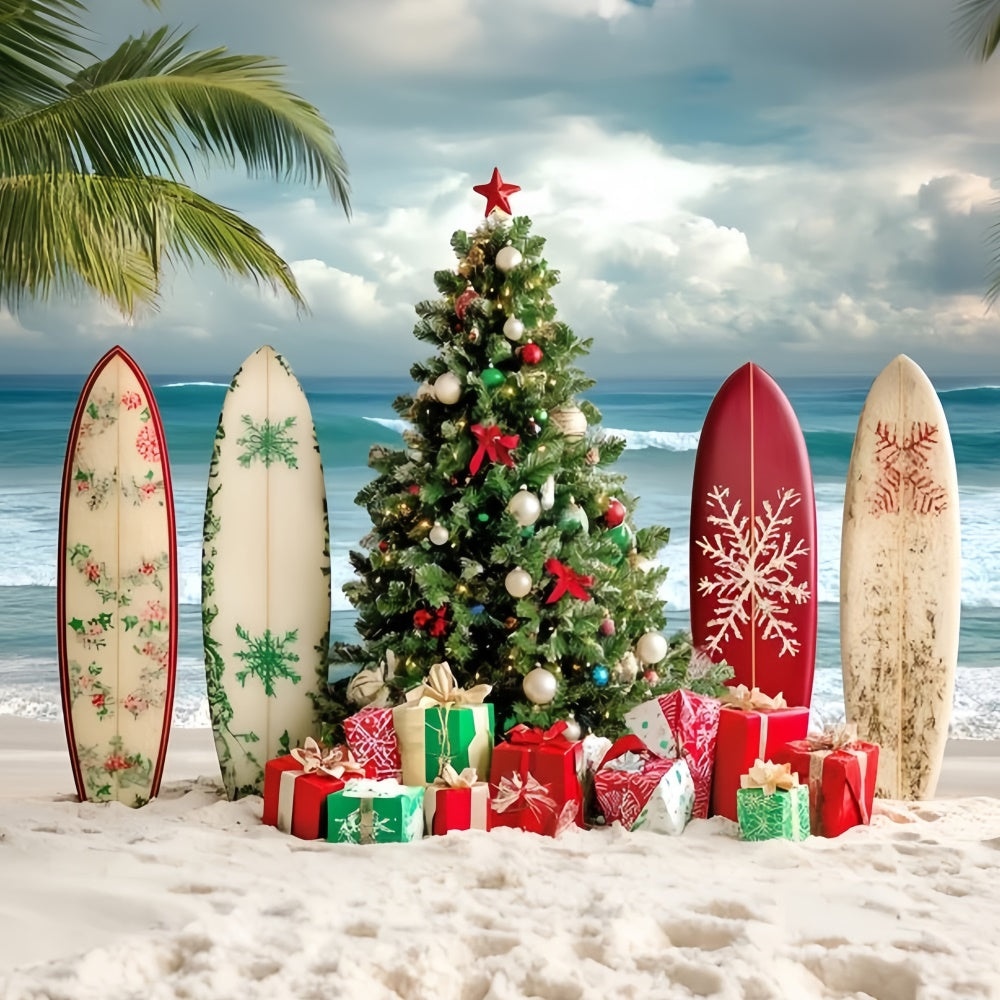 Summer Backdrops Tropical Surf Beach Christmas Backdrop UK GQ6-9