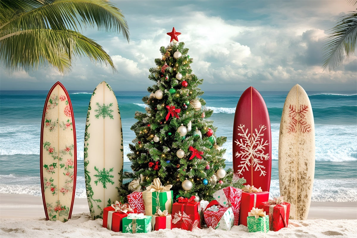 Summer Backdrops Tropical Surf Beach Christmas Backdrop UK GQ6-9