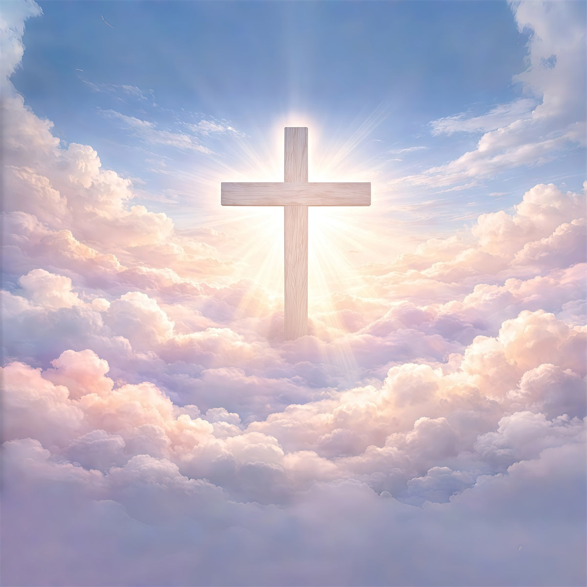 Easter Photo Backdrops Church Radiant Cross Heavenly Clouds Easter Themed Backdrop UK GQ61-14