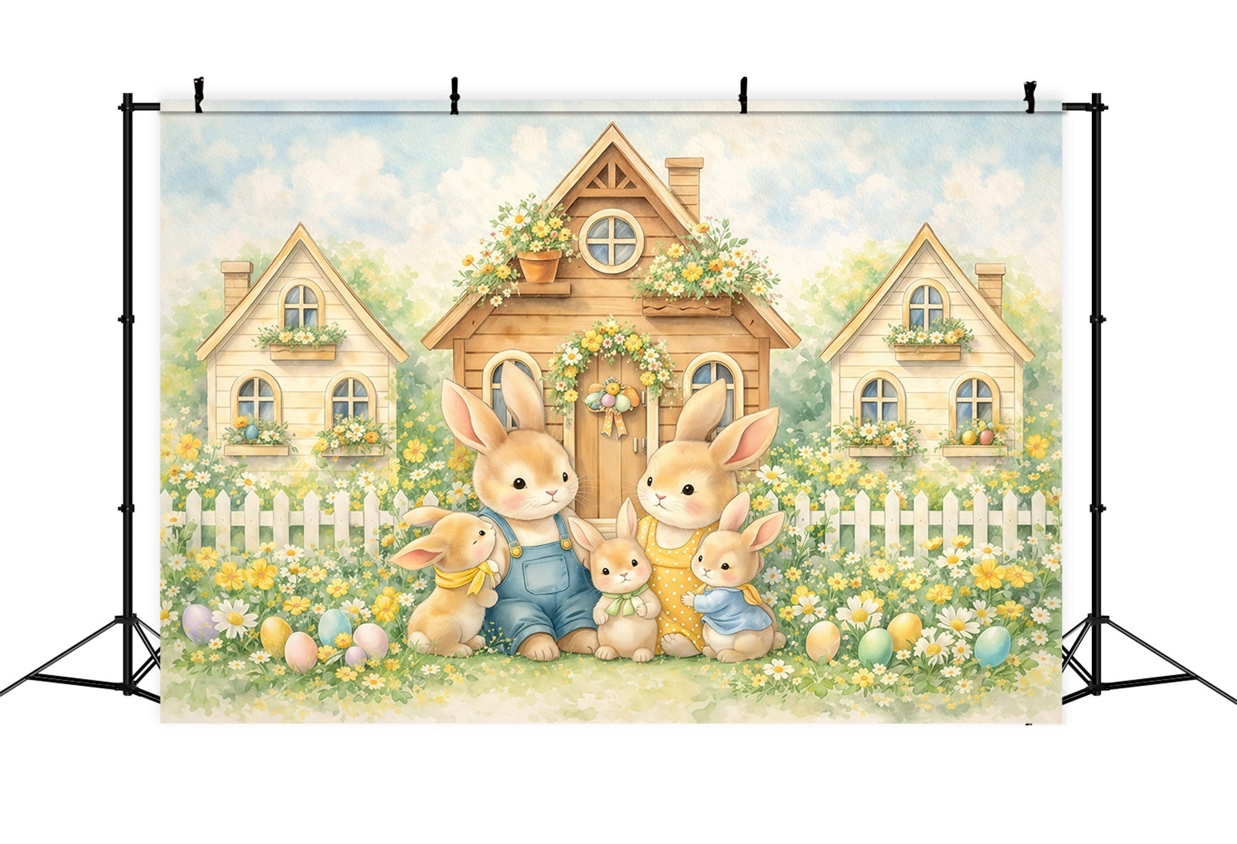 Peter Rabbit Backdrop Storybook Bunny Family Village Easter Photoshoot Backdrop UK GQ61-15