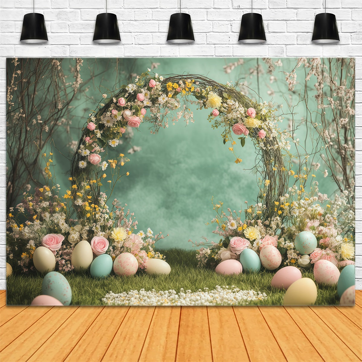 Spring Easter Backdrop Wildflower Bouquet Egg Arch Easter Backdrops For Photos UK GQ61-17