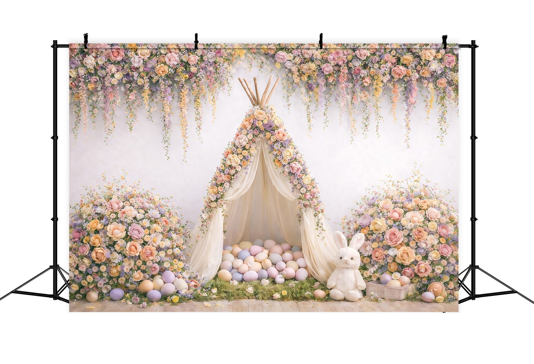 Baby Easter Backdrop Floral Teepee Egg Tent Easter Picture Backdrop Ideas UK GQ61-25