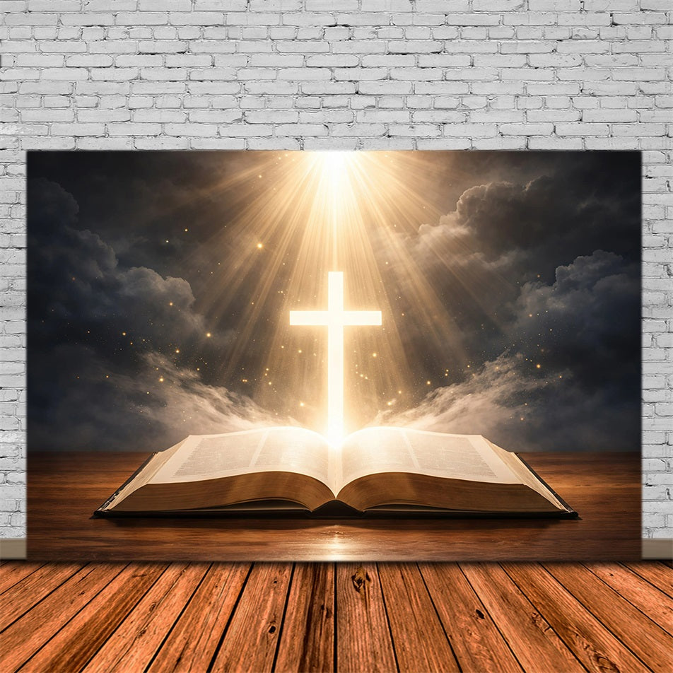 Easter Backdrop Church Glorious Cross Holy Book Easter Photography Backdrop UK GQ61-3