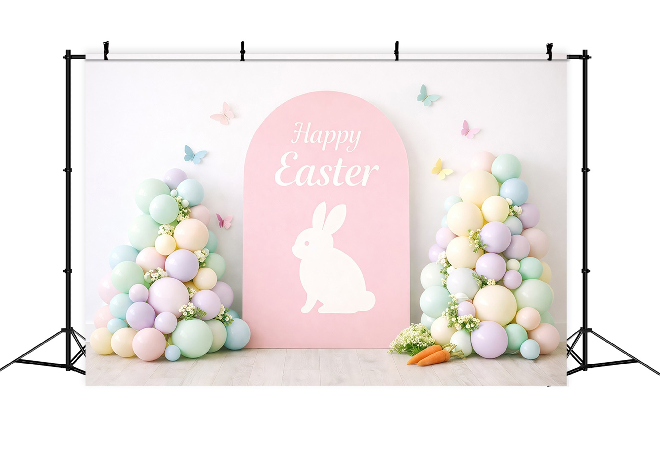 Easter Backdrop Balloons Pastel Macaron Bunny Arch Happy Easter Photo Backdrop UK GQ61-30