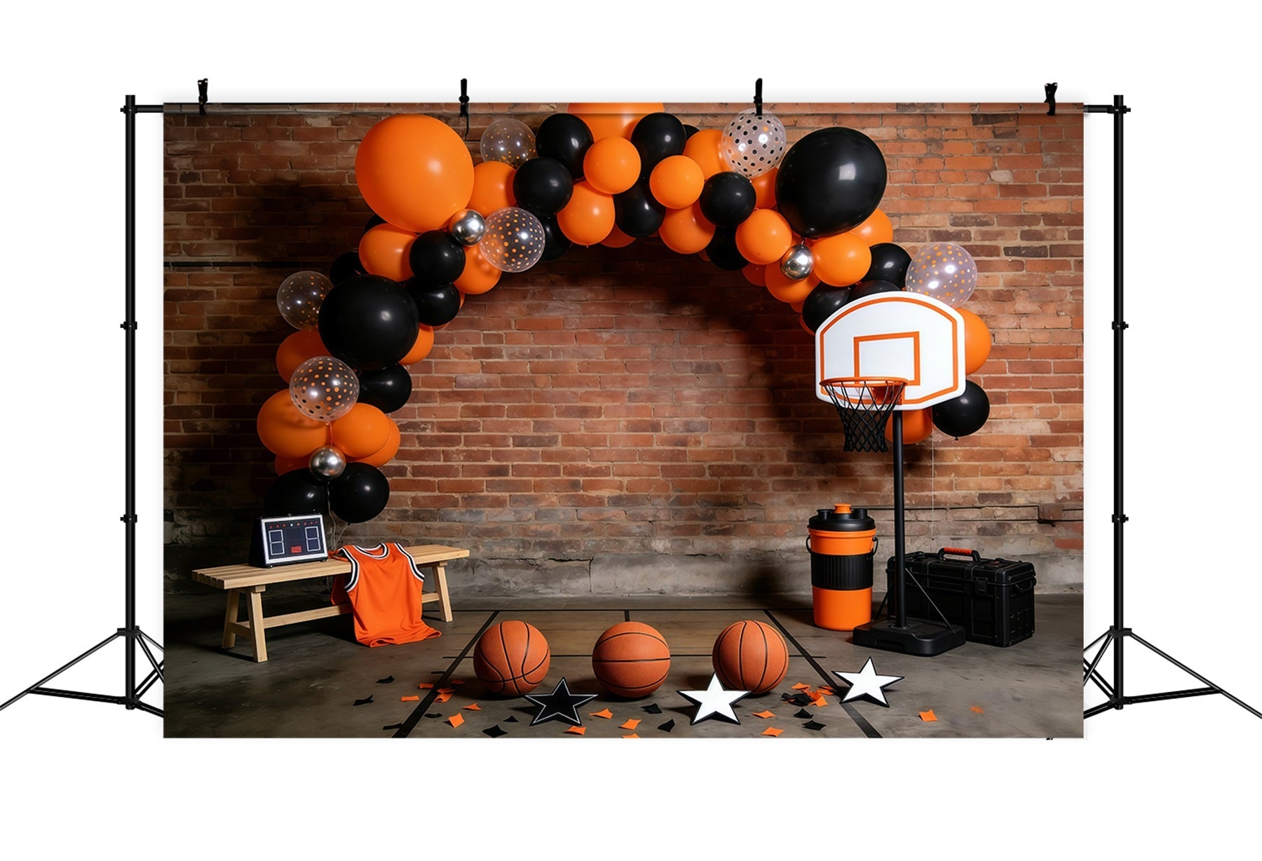 Basketball Backdrops Brick Wall Balloon Arch Sports Photography Backdrops UK GQ61-73
