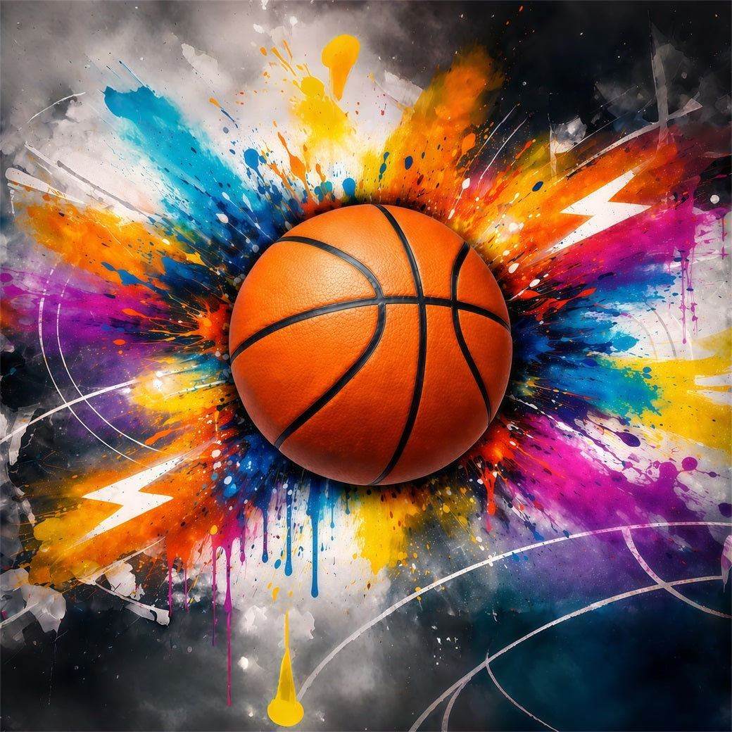 Basketball Backdrop Abstract Paint Splash Graffiti Sport Backdrop UK GQ61-75
