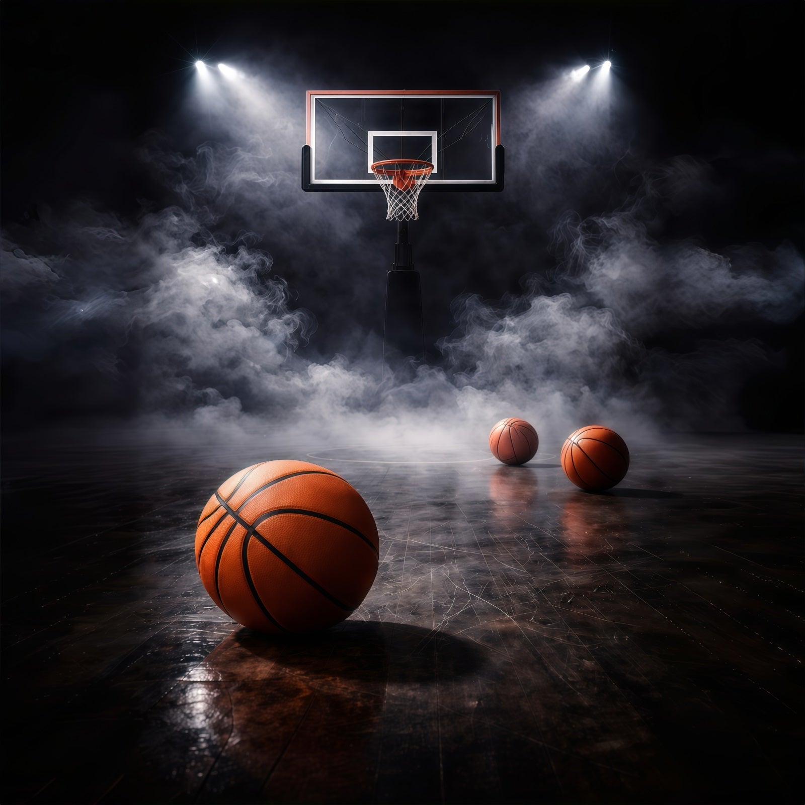 Basketball Photo Backdrop Smoke Moody Spotlight Court Sports Photography Backdrops UK GQ61-82