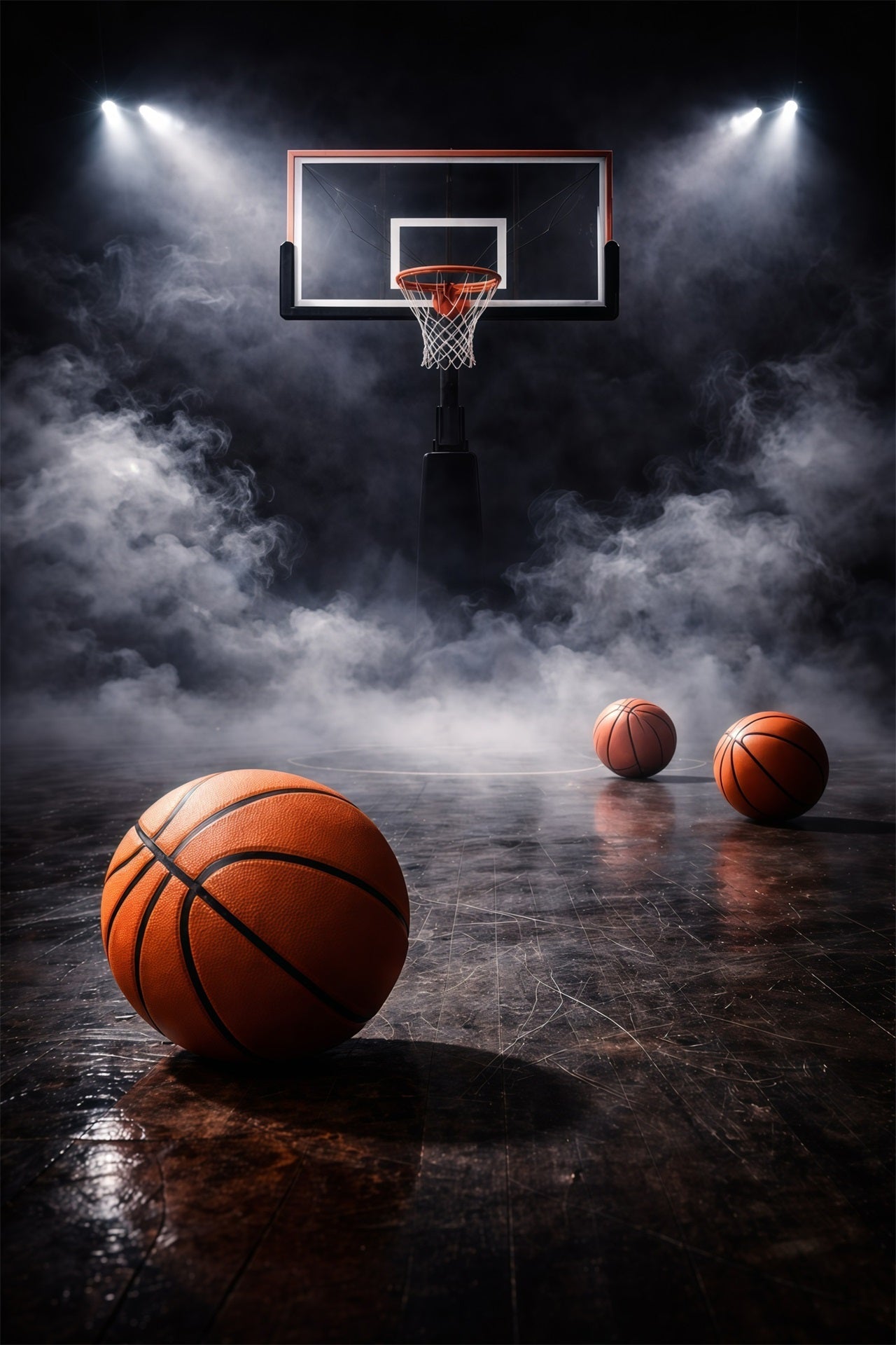 Basketball Photo Backdrop Smoke Moody Spotlight Court Sports Photography Backdrops UK GQ61-82