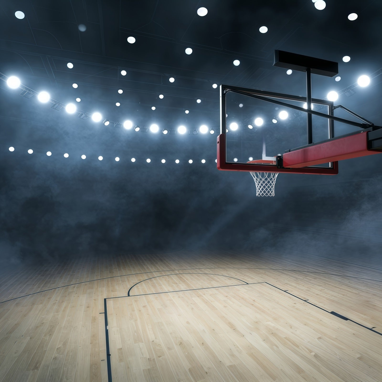 Basketball Photography Backdrop Arena Lights Court Hoop Sport Backdrop UK GQ61-84