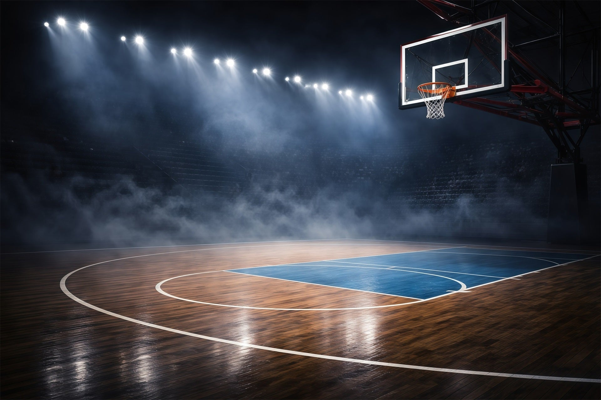 Basketball Backdrop Grand Stadium Court Floor Sports Photo Backdrops UK GQ61-85