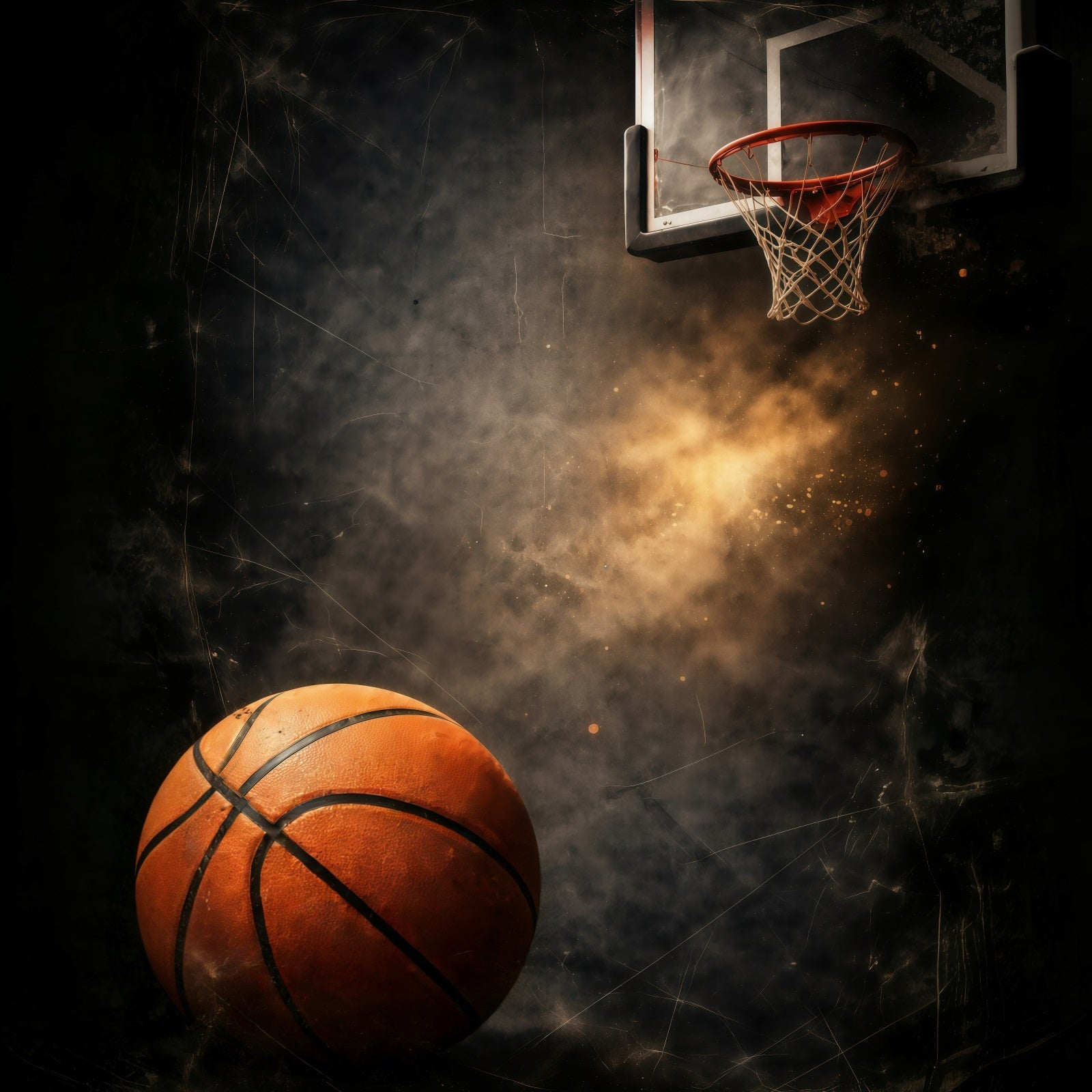 Basketball Photo Backdrop Grunge Hoop Dust Explosion Sports Theme Backdrop UK GQ61-87
